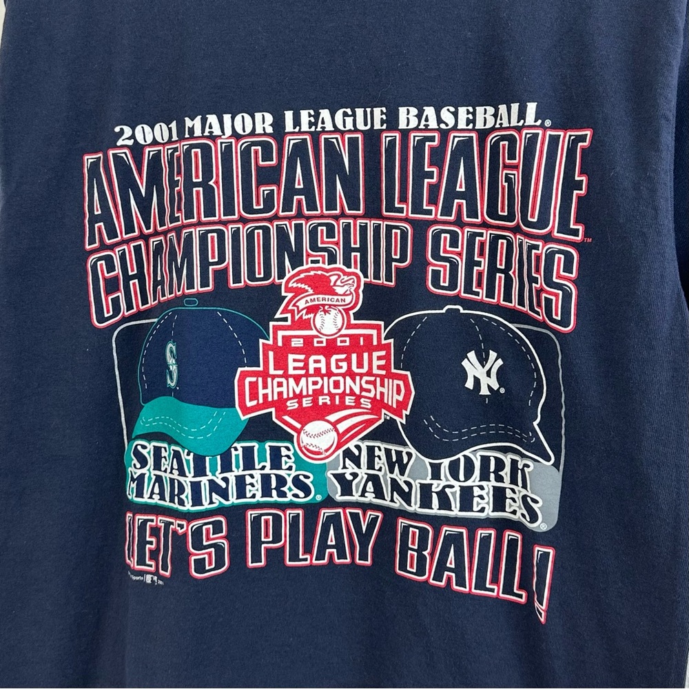 Vintage Seattle Mariners T Shirt M 2001 AL Championship Vs NY Yankees